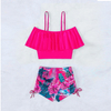 2025 New European and American Two-Piece Bikini Set Off-Shoulder High-Waist Printed Swimsuit