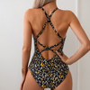 New Western Style One-Piece Swimsuit – Printed Tight Fit Open Back Swimwear