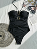 2025 Solid Color Halter One-Piece Bikini - Women's Beach Swimsuit