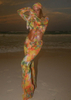 New Printed Stripe Tie-Dye Chiffon Beach Pants Set European Fashion