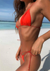 Elastic String Tie-Up Solid Color Sexy Backless Bikini Two-Piece Export