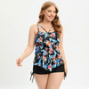 New European Plus Size Women's Swimsuit Ruffle Two-Piece Conservative Swimwear