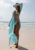 Sexy Long Sleeve Chiffon Beach Dress Solid Color Mesh Maxi Cover Up