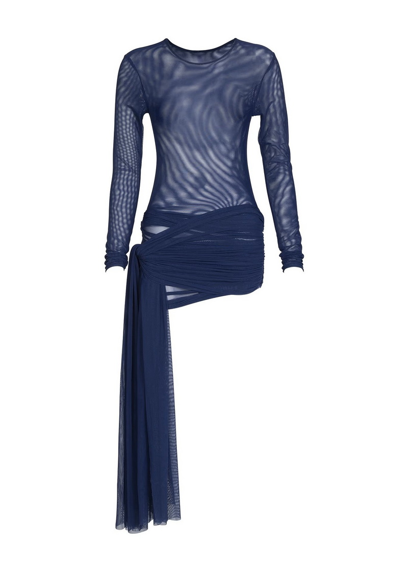 Solid Color Mesh Beach Dress For Women Sexy Two-Color Maxi Dress_06