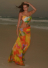 Gradient Printed Spaghetti Strap Beach Dress Sexy Backless Bikini Cover Up