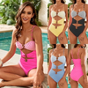 2025 New European Lace Patchwork One-Piece Swimsuit With Metal Buckle Bestseller