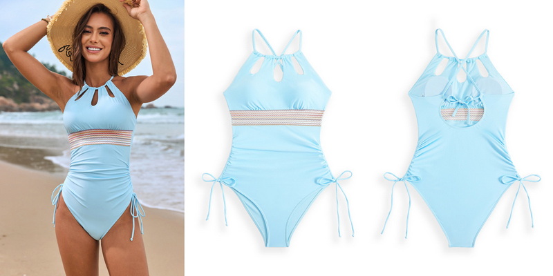 2025 New Solid Patchwork One-Piece Swimsuit With Belt Hot-Selling Design_15