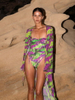 Strapless Floral Bow One-Piece Swimsuit Sexy Bodycon Design For Women