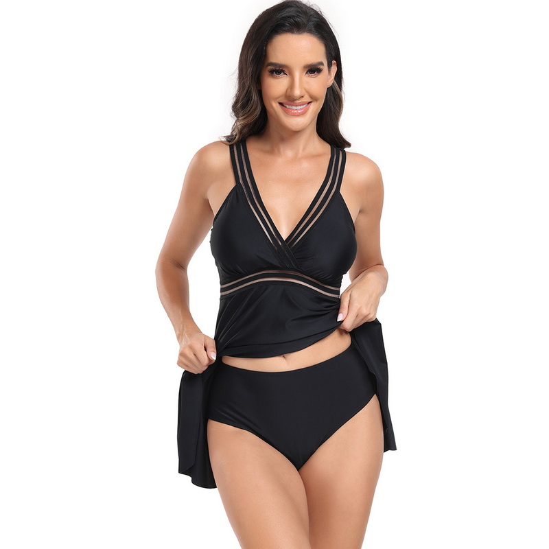 New Modest Two-Piece Swimsuit for Women - European Style Plus Size Skirted Swimwear_33