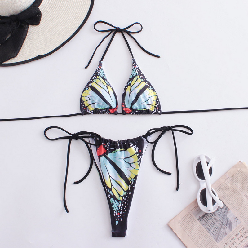 New Tie Bikini &ndash; Digital Butterfly Print Triangle Soft Cup Two-Piece Swimwear_01