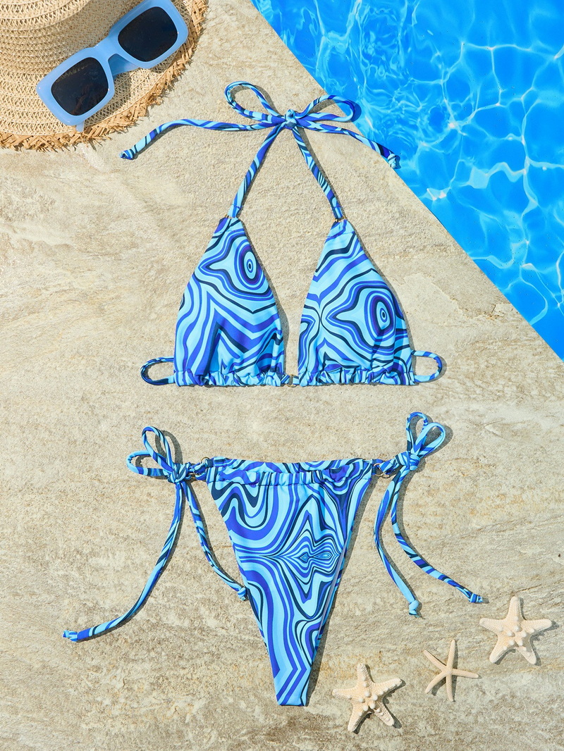 New Western Style Bikini &ndash; Printed Triangle Cup Halter Neck Two-Piece Swimsuit_11