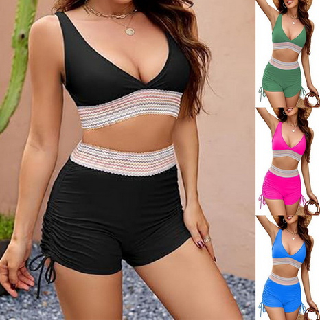 2025 New High Waist Bikini – Modest Boyshort Swimsuit for Hot Springs