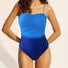 2025 New Gradient One-Piece Swimsuit – Sexy Ruched Push-Up Spaghetti Strap Swimwear