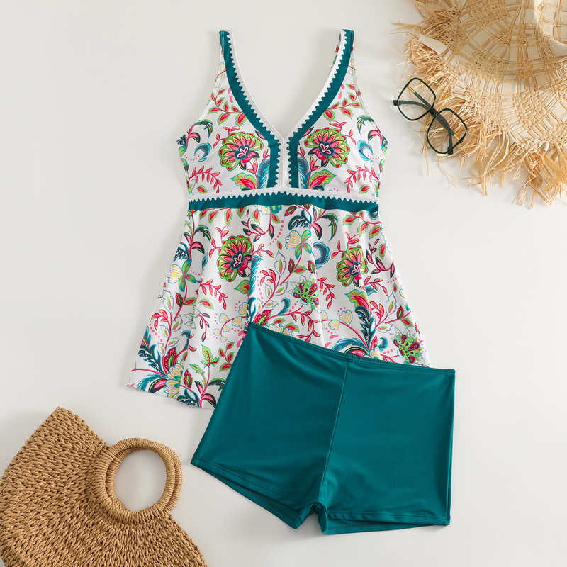 New European Sports Two-Piece Swimsuit - Plus Size with Boyshort Bottoms_21