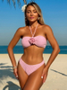 Sexy Solid Color Floral Three-Piece Bikini - Women's Beach Set