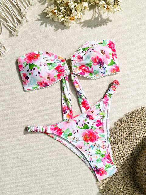 Sexy Floral Bikini 2-Piece Swimsuit for Women – Perfect for Hot Springs & Vacations