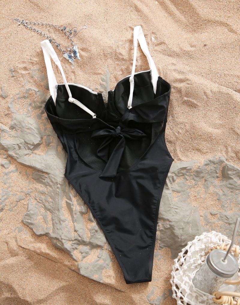 2025 New Solid Color French Vintage One-Piece Swimsuit, Sexy Slim Fit European Style_08
