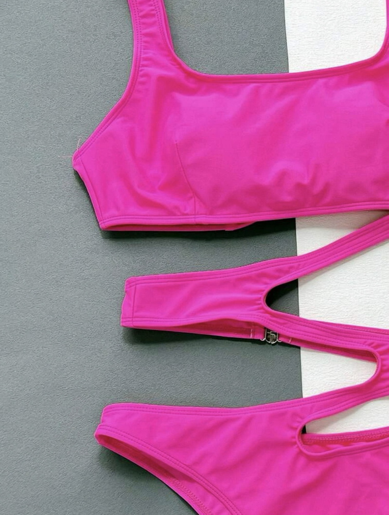 Sexy One-Piece Cutout Bikini - Solid Color Swimsuit for Women_12