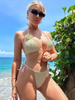 Sexy Halter Bikini Set - Solid Color Floral Swimsuit for Women