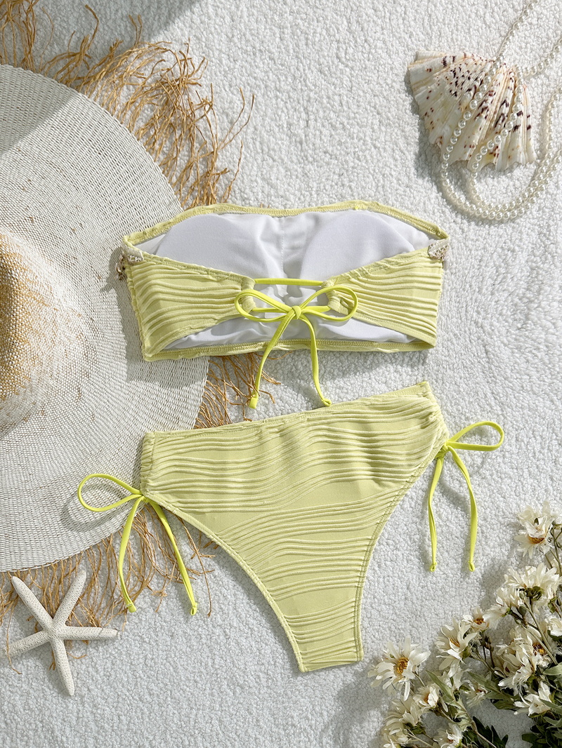 2025 Strapless Shell Bikini For Women Solid Color European Vacation Style_11