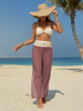 2025 Colorblock Long Pants Bikini Set For Women European Beach Swimwear