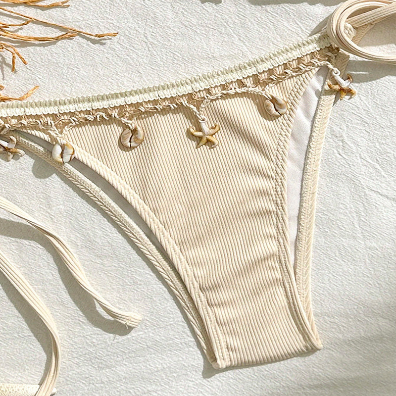 2025 New European and American Style Women's Tie-Back Halter Triangle Bikini – Elegant and Sexy Beach Swimwear for Hot Springs