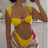 2025 New European Bandeau Bikini With Sexy Metal Starfish And High Slit Design