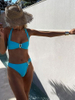 2025 New Solid Two-Piece Bikini With Push-Up And Fashion Metal Accents