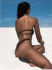 New European Bikini With Sexy U-Shaped Bandeau, Strapless High-Slit Swimsuit