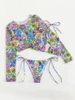 Sexy Three-Piece Long Sleeve Mesh Bikini Set - Sun Protection Beachwear