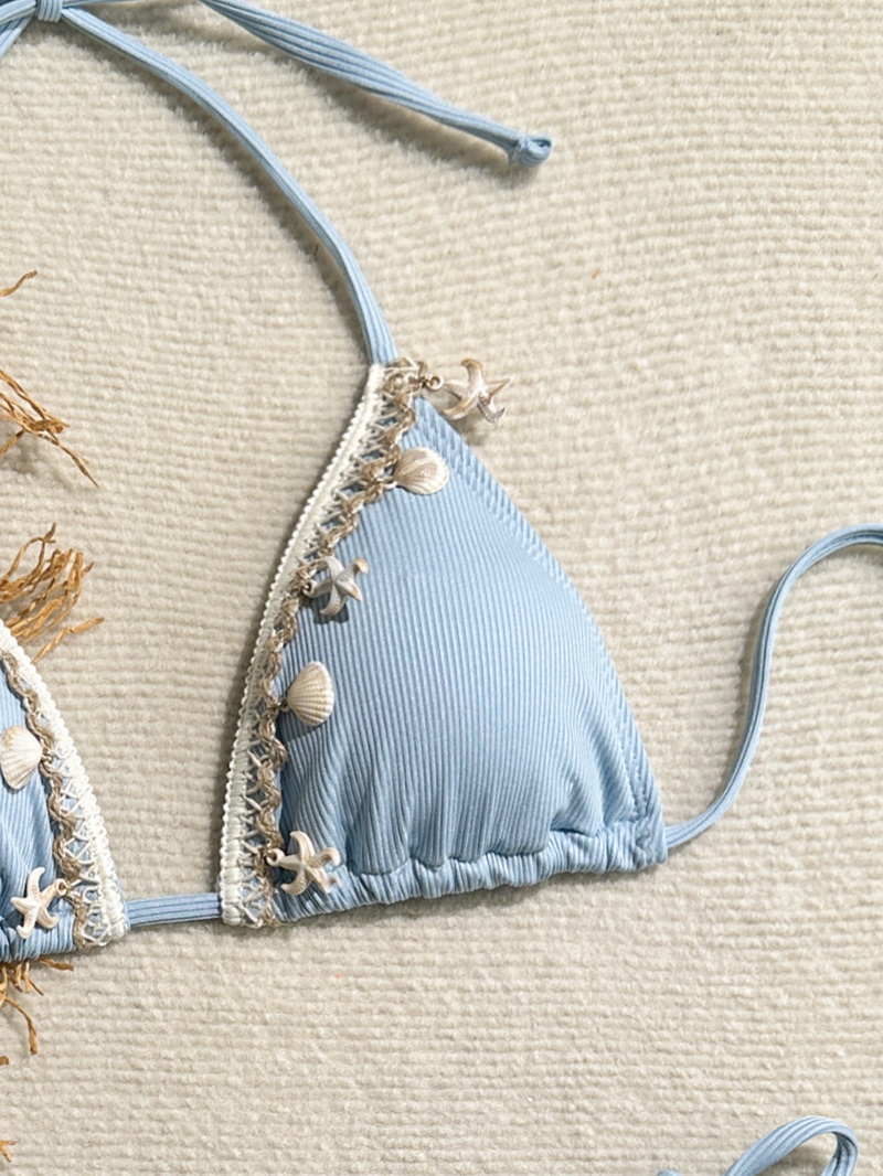 2025 New Shell Triangle Bikini Set - Halter Tie-Up Sexy Swimsuit for Women_13