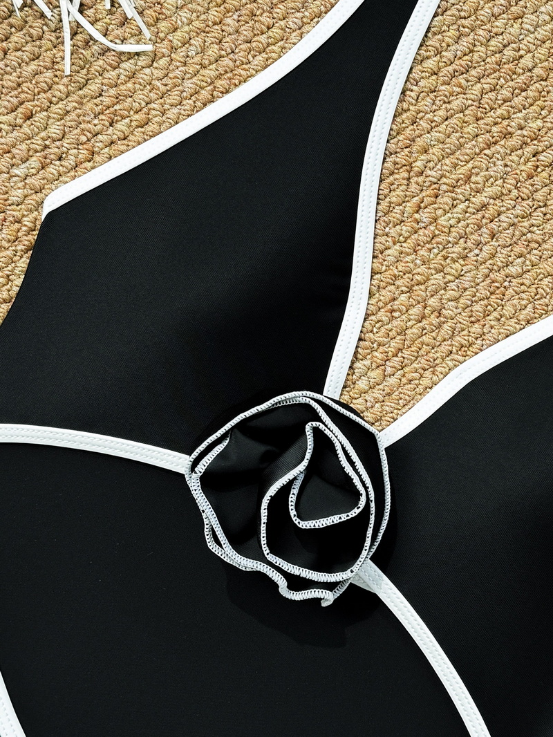 2025 New Fashion Bikini – Minimalist Sexy Tie Back 3D Floral Swimwear