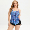 New European Plus Size Women's Swimsuit Ruffle Two-Piece Conservative Swimwear