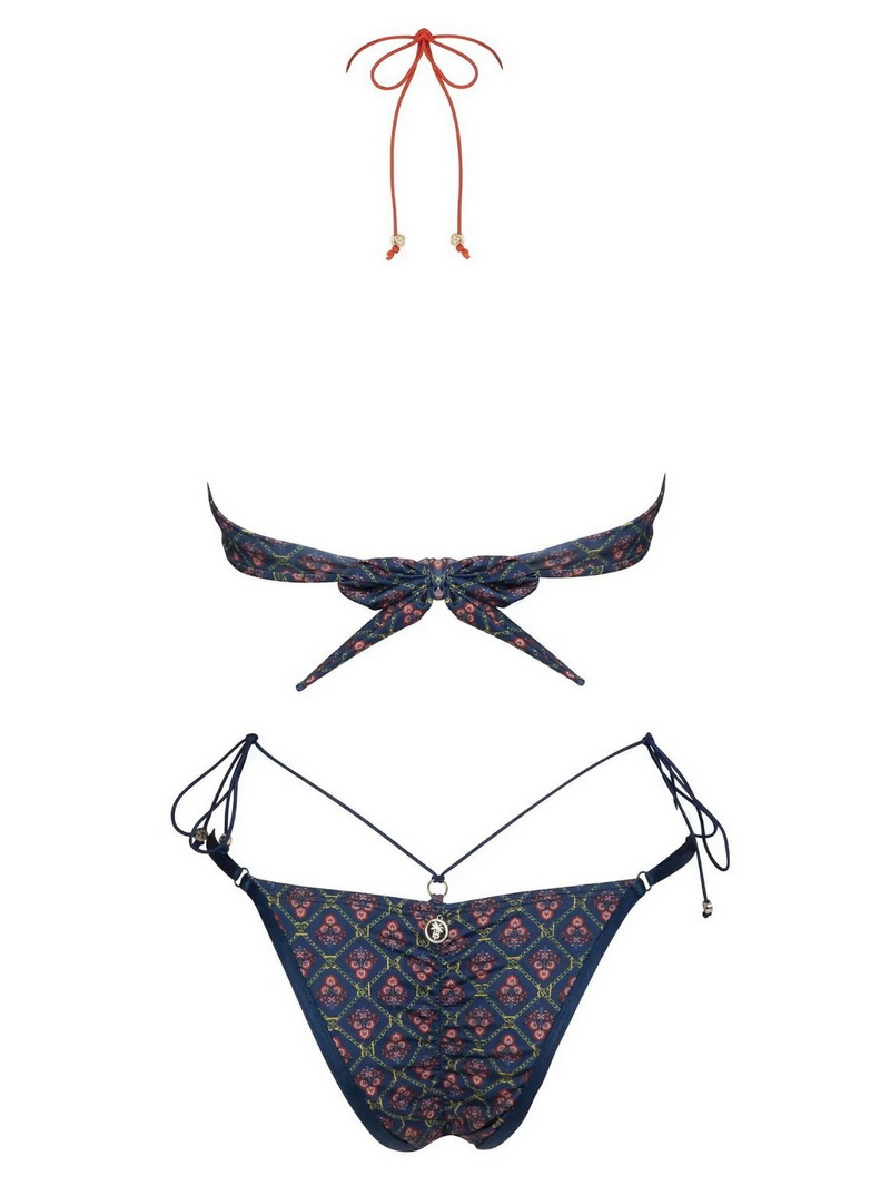Sexy Printed Underwire Bikini With Halter Strap Two-Piece Swimsuit For Women