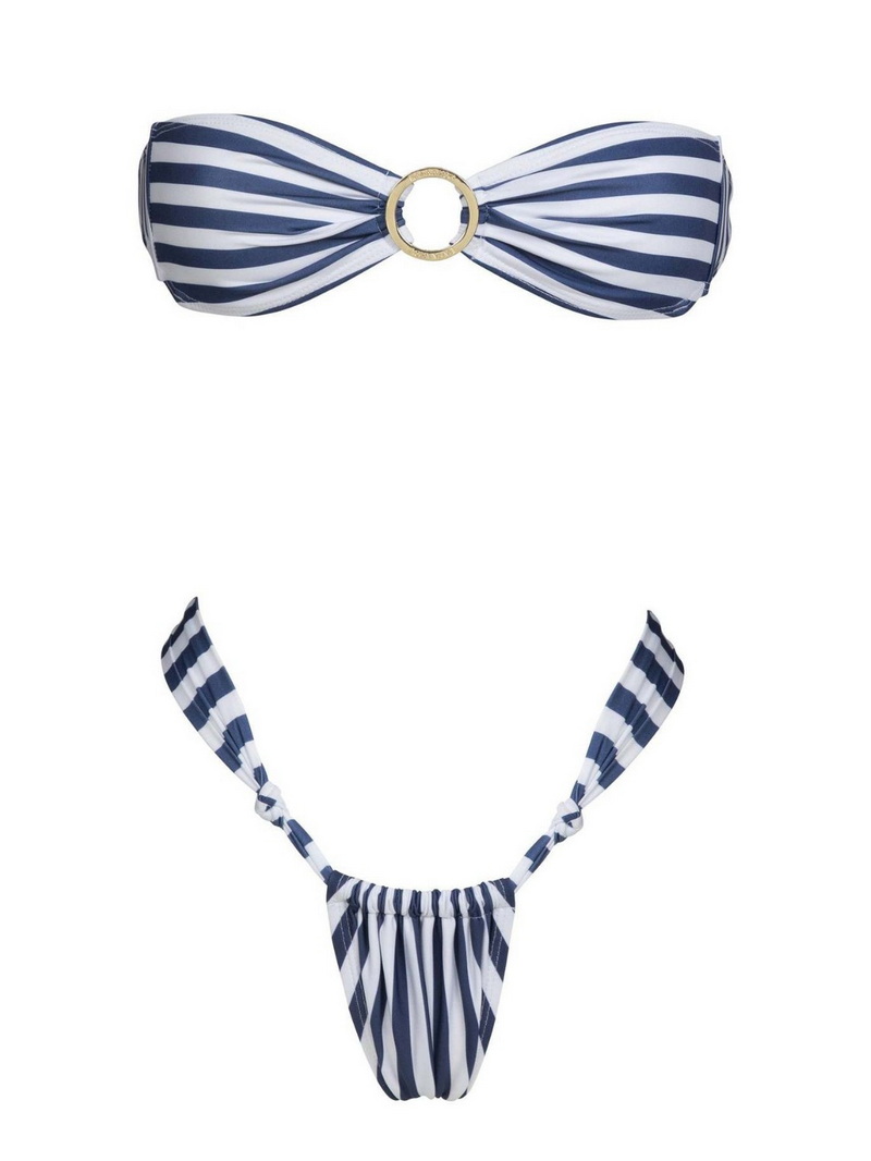 Striped Bandeau Bikini Hot Summer Backless Two-Piece Swimsuit For Women