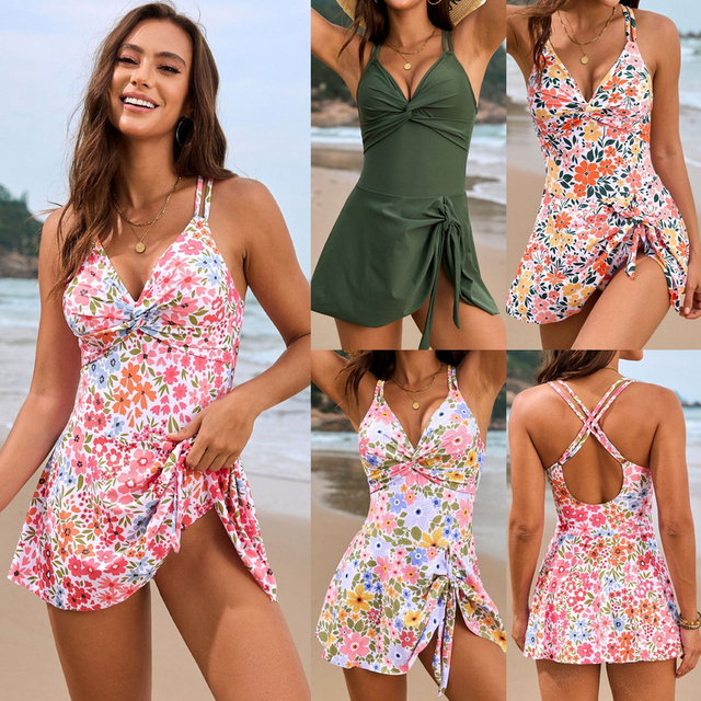 2025 New Twisted Cross Skirted One-Piece Swimsuit Hot-Selling One-Piece Design