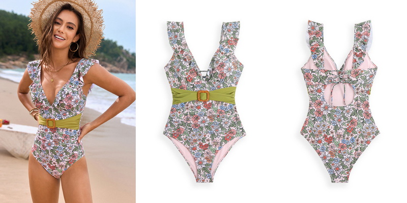 2025 New Back-Tie Ruffle Waist One-Piece Swimsuit Women's Swimsuit_21