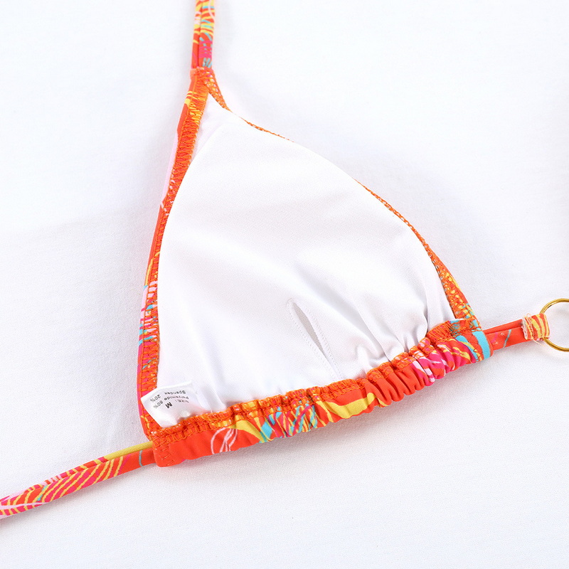 Backless Printed Three-Ring Tie Bikini Sexy Two-Piece European Style_13