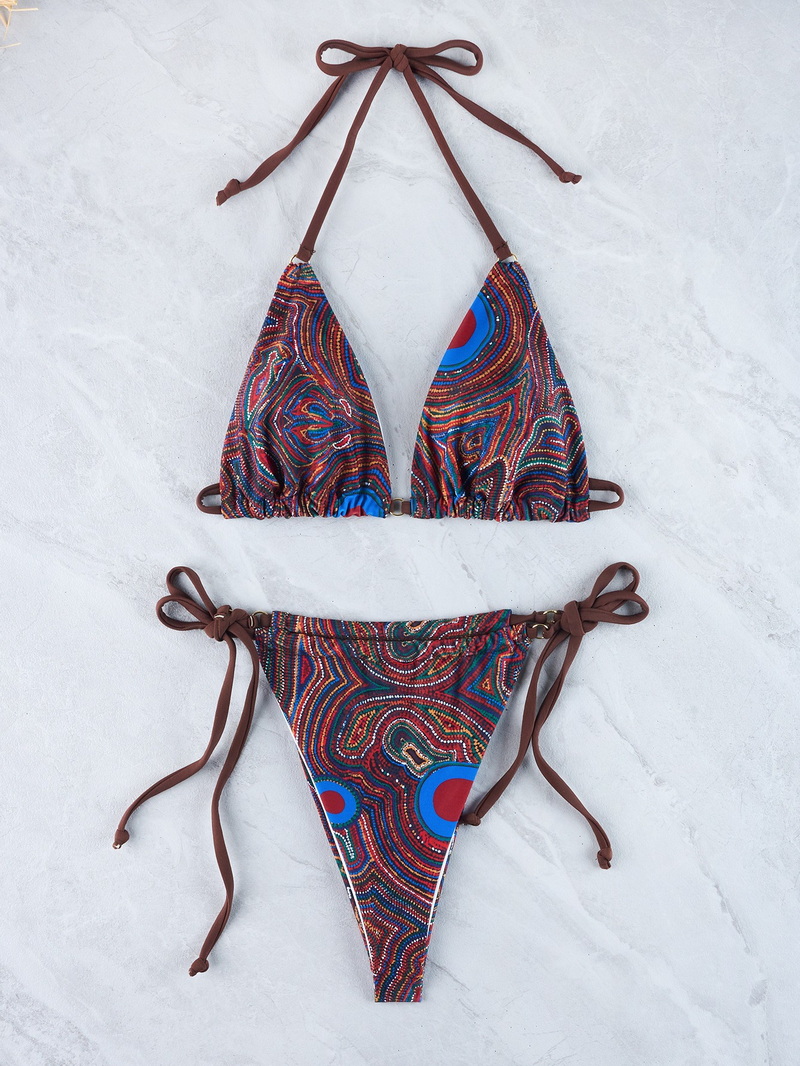 New Western Style Bikini &ndash; Printed Triangle Cup Halter Neck Two-Piece Swimsuit_07