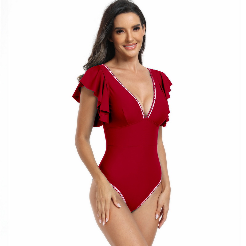 New One-Piece Swimsuit for Women - European Ruffle Trim Sexy Bikini Swimwear_13