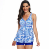 New European Sports Two-Piece Swimsuit - Plus Size with Boyshort Bottoms
