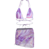 Sexy Three-Piece Mesh Skirt Bikini Set - Tie-Up Women's Swimwear