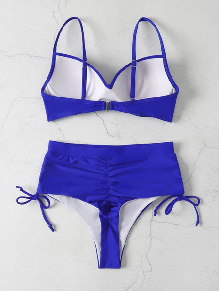 Solid Color Tie Triangle Bikini - Underwire Bra Hot Seller Bikini_7