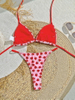 New Western Style Bikini – Strawberry Print Triangle Backless Swimwear for a Slimming Look