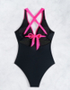 New Western Style One-Piece Swimsuit – Waist-Cinching V-Neck Backless Swimwear