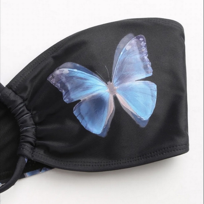Sexy Butterfly Print Micro Bikini - Three-Point Women's Swimwear