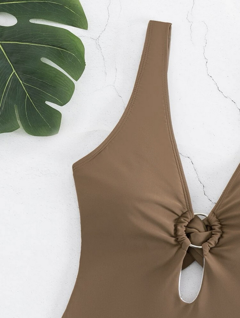 Sexy Tie-Up One-Piece Bikini - Solid Color Women's Swimsuit_15