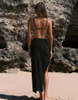 New 3D Floral Beach Skirt, Solid Color Long Dress For Seaside Vacation