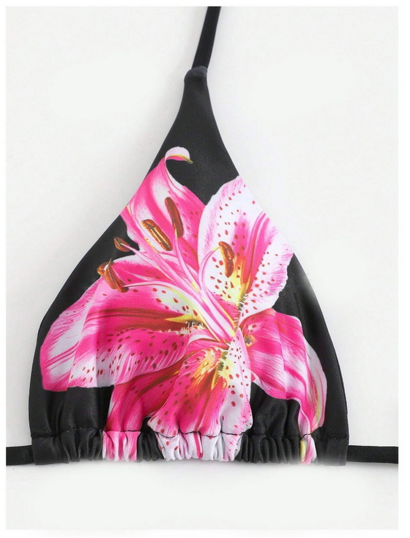 New European Style Bikini Cover-Up Set With Lily Print And Sexy Design