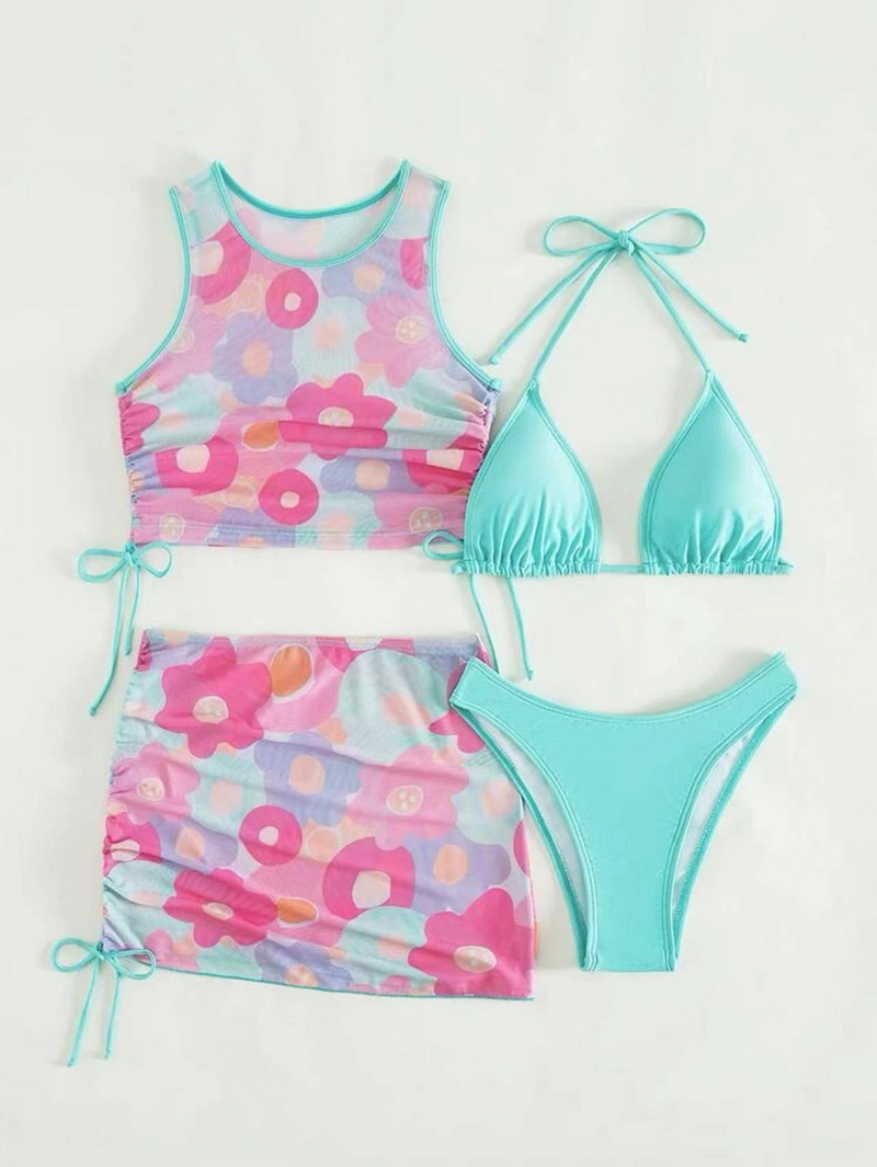 Sexy Four-Piece Printed Mesh Bikini Set - Women's Beach Swimwear_4